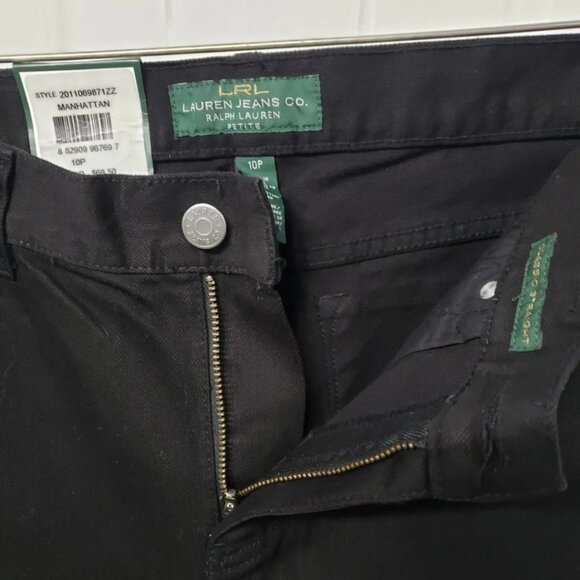 NWT Lauren Ralph Lauren Manhattan Black Classic Straight Leg Jean Size 10P - Picture 7 of 12